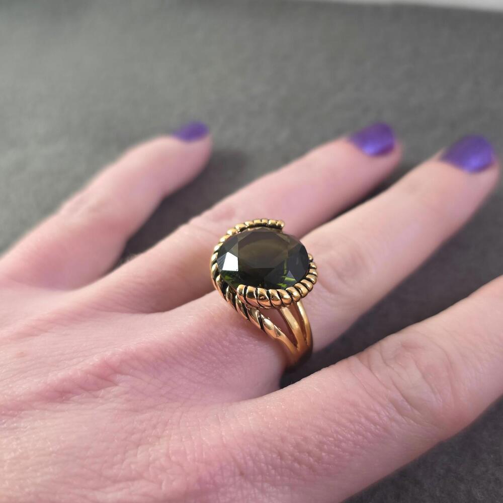 Lia Sophia "Envy" green crystal ring